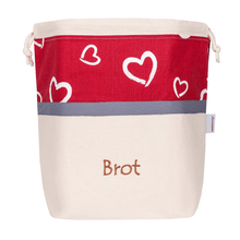 Laden Sie das Bild in den Galerie-Viewer, Brotkorb und Brottasche aus Baumwolle, Motiv "Herzen" - 25.stunden.BROT
