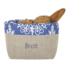 Laden Sie das Bild in den Galerie-Viewer, Brotkorb und Brottasche aus Leinen, Motiv "Azur" - 25.stunden.BROT