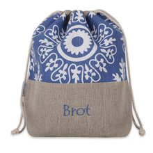 Laden Sie das Bild in den Galerie-Viewer, Brotkorb und Brottasche aus Leinen, Motiv "Azur" - 25.stunden.BROT