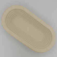 Laden Sie das Bild in den Galerie-Viewer, Gärkorb (Brotform, Simperl) Oval länglich aus Holzschliff, Rillenmuster, 0,75 Kg, 30 x 13 cm - 25.stunden.BROT