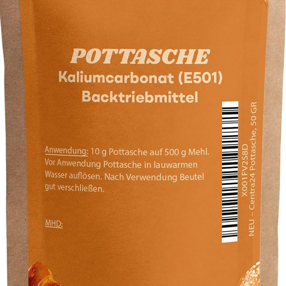 Pottasche, Kaliumcarbonat, Backtriebmittel, 50 g