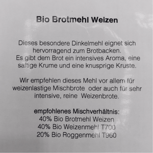 Bio Brotmehl Weizenmehl Typ 2000 - 25.stunden.BROT