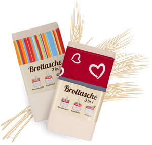 Brotkorb und Brottasche aus Baumwolle, Motiv "Herzen" - 25.stunden.BROT