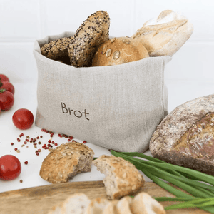 Brotkorb und Brottasche aus Leinen, Motiv "Natur" - 25.stunden.BROT