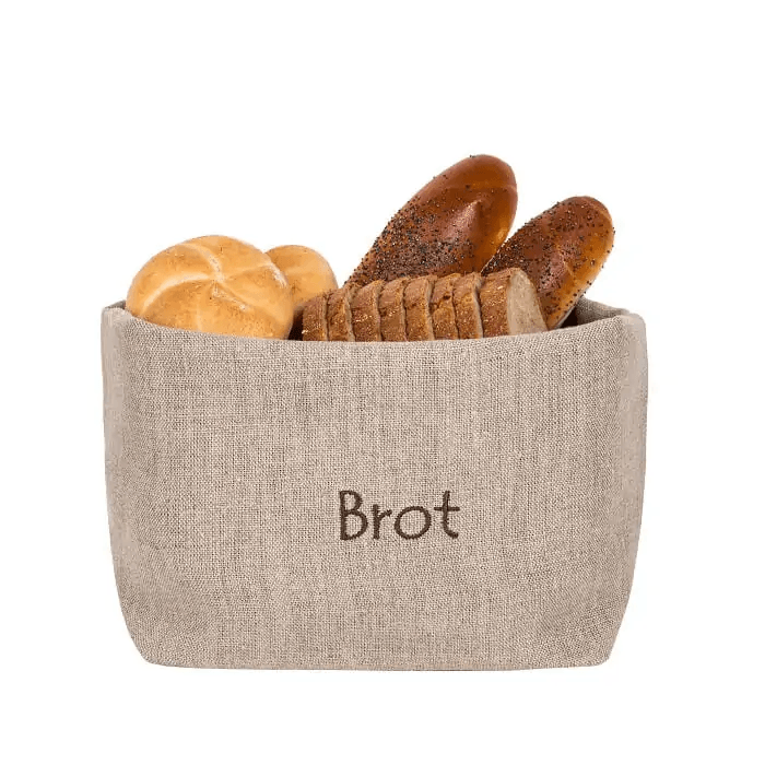 Brotkorb und Brottasche aus Leinen, Motiv 